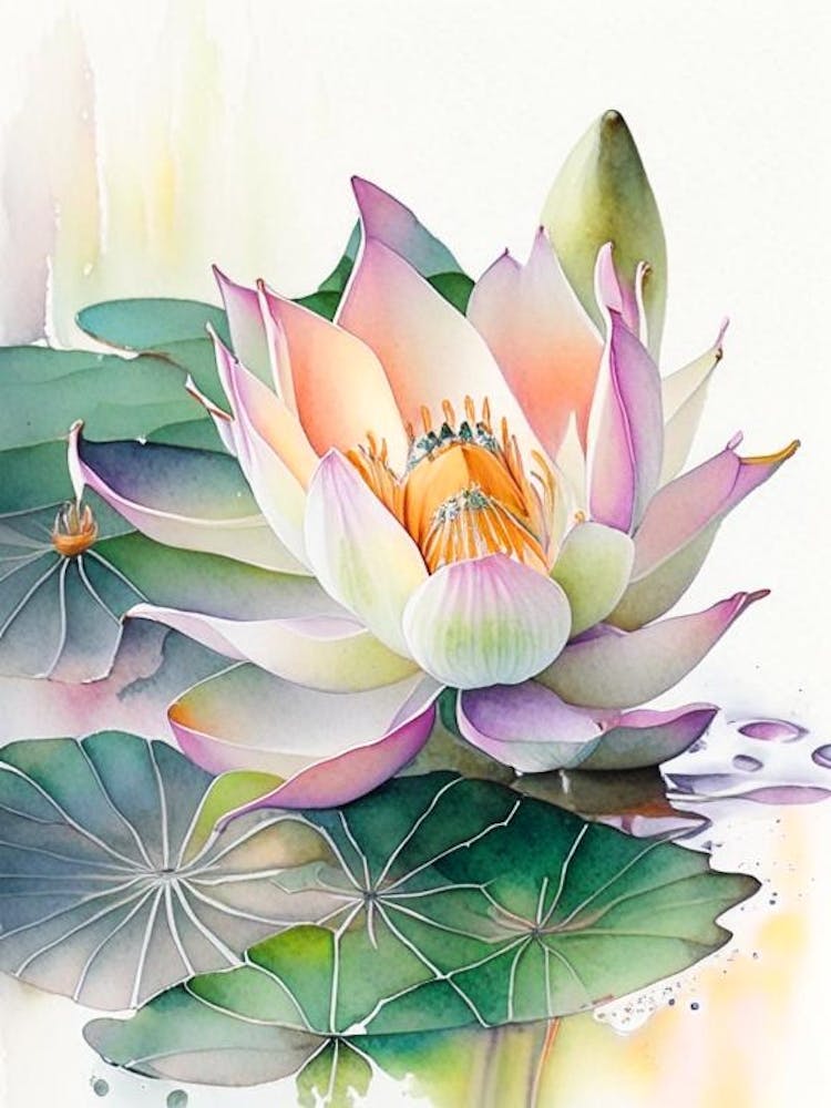 Amur Lotus Watercolour 1