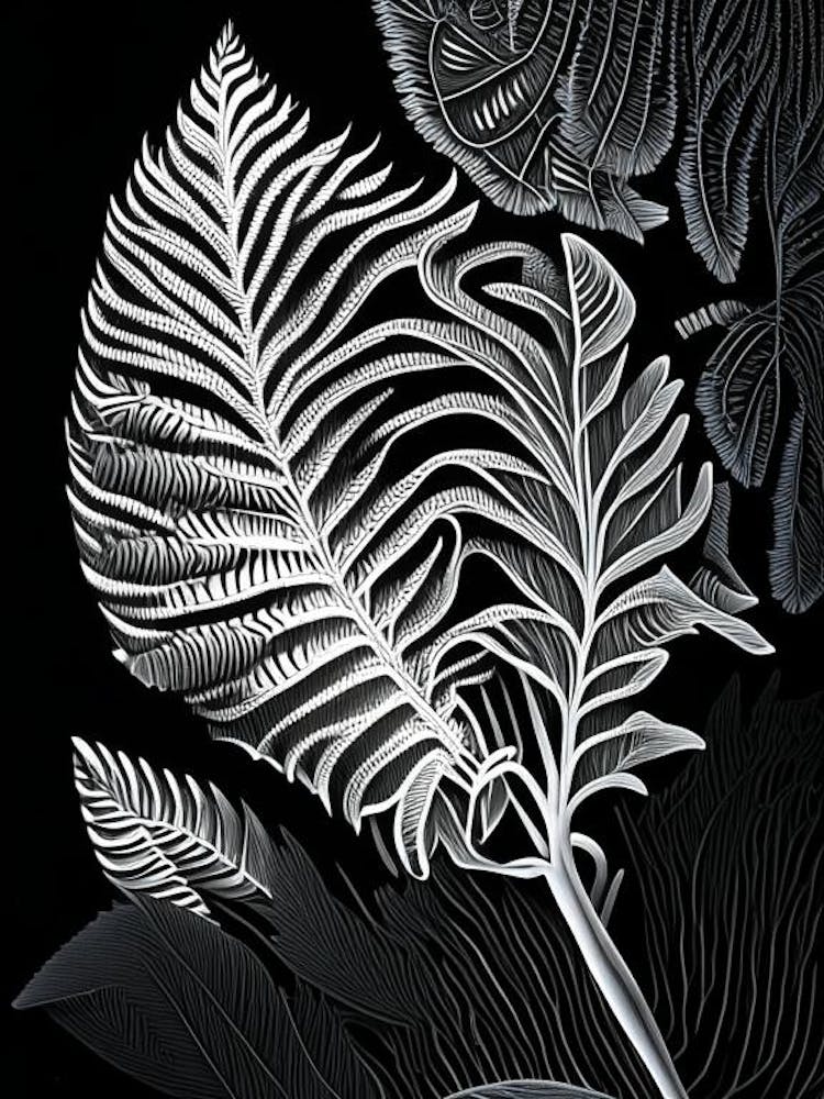 Silver Cloak Fern Linocut