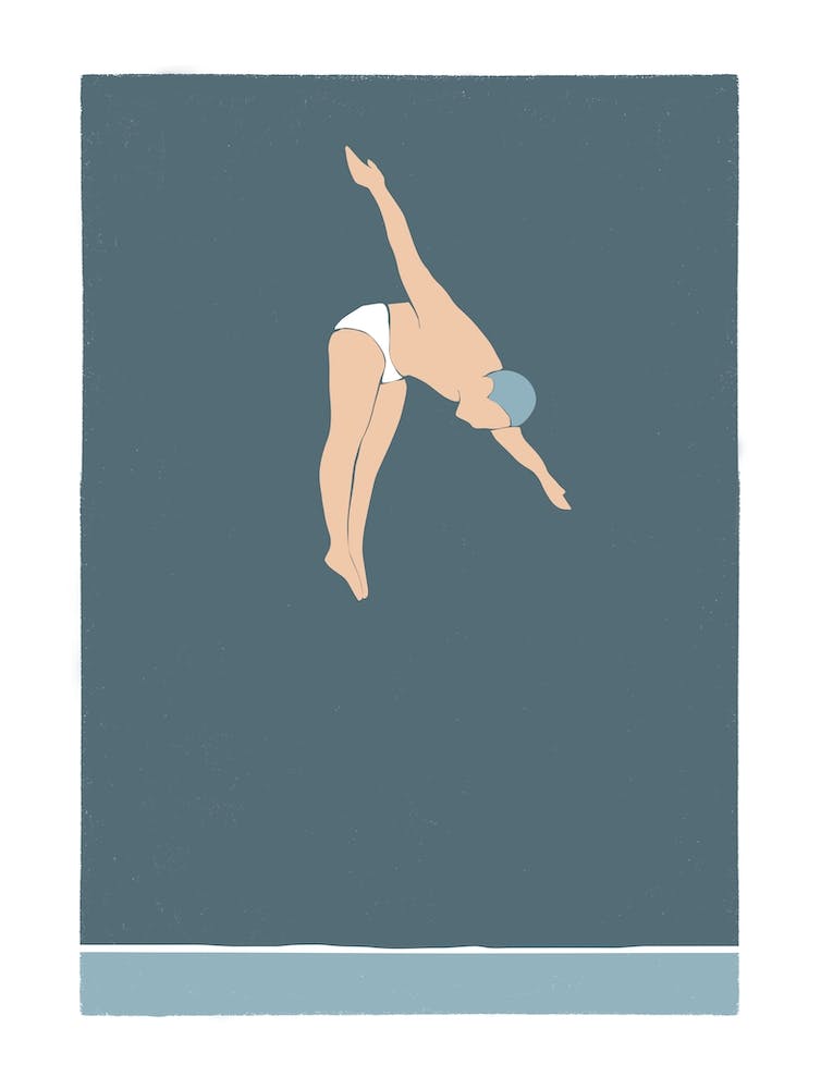 Art Deco Style man diving into the sea