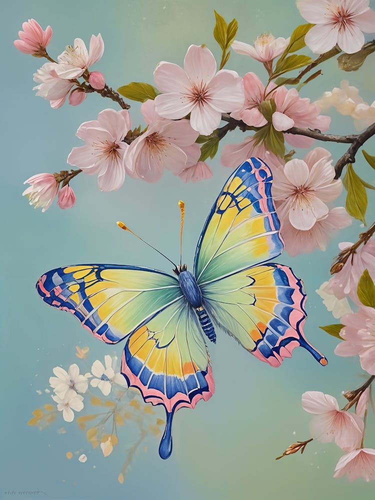 Butterfly On Cherry Blossoms