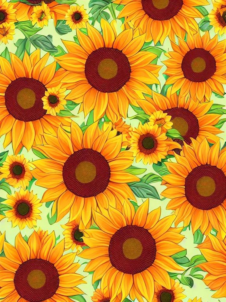 Sunflower 2 Repeat Retro Flower