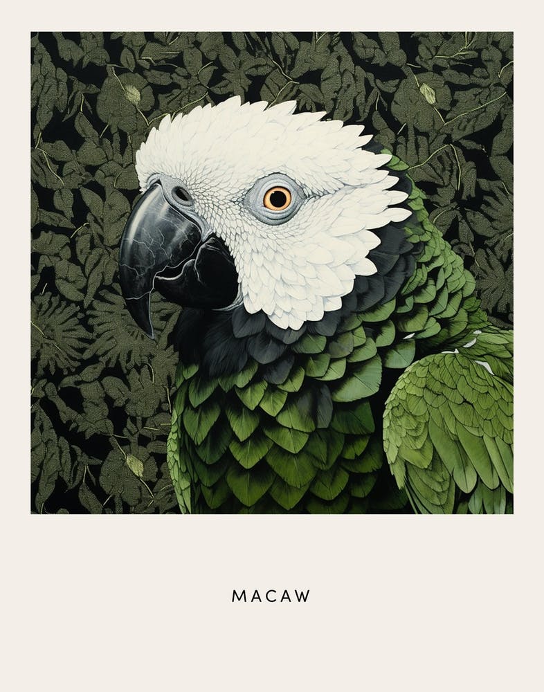 Ohara Koson Inspired Bird Painting Macaw 4 Poster