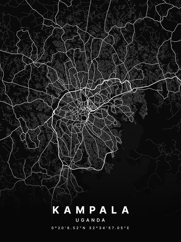 Kampala Uganda Black Map