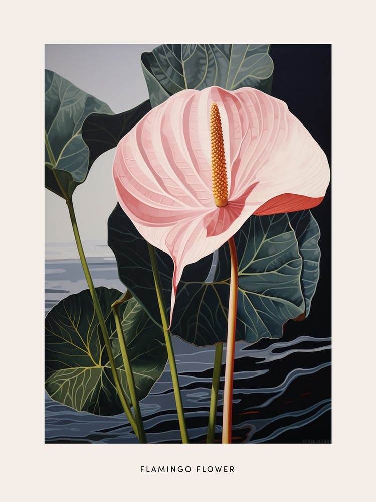 Flower Illustration Flamingo Flower 1 Poster