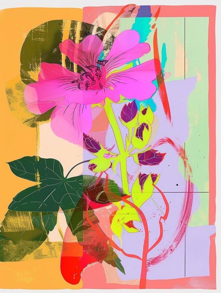 Geranium 1 Neon Flower Collage