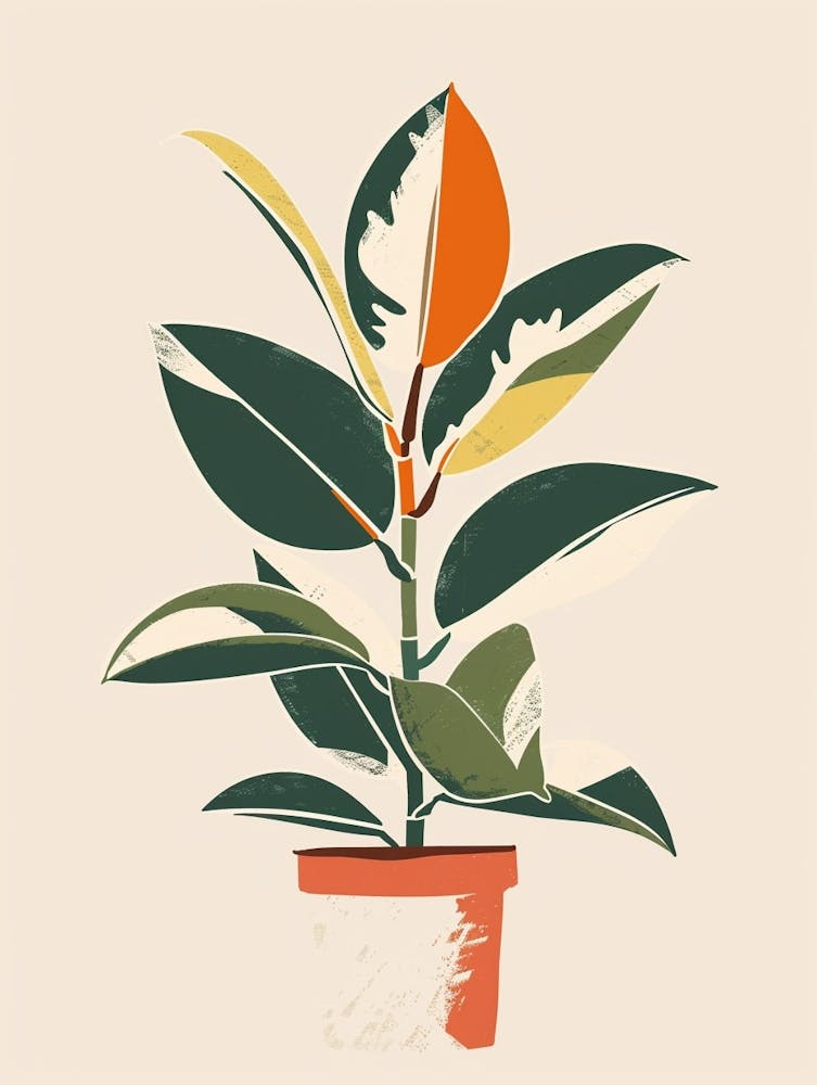 Rubber Plant Minimalist Illustration 8