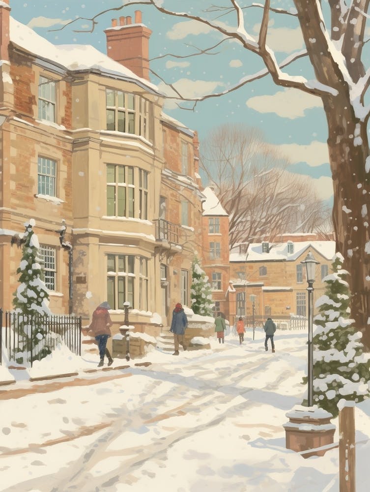 Vintage Winter Illustration Oxford United Kingdom 4