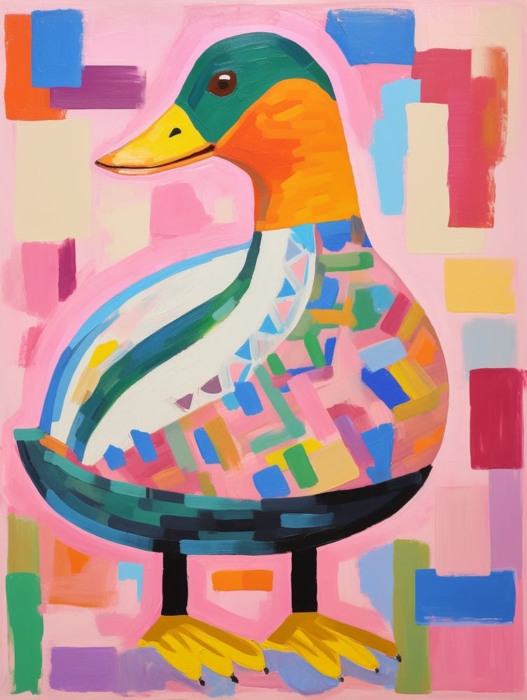 Pink Scandi Mallard Duck 4