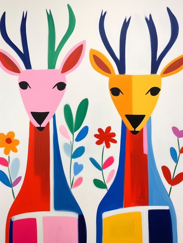 Colourful Kids Animal Art Antelope 1