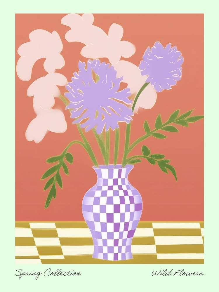 Spring Collection Wild Flowers Lilac Tones In Vase 3