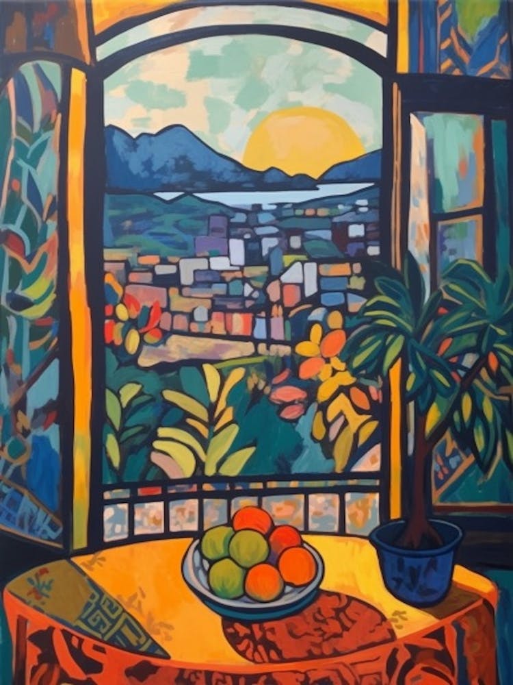 Window View Of Cape Town In The Style Of Fauvist 4