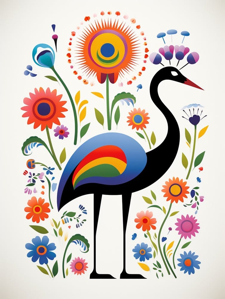 Scandinavian Bird Illustration Ostrich 4
