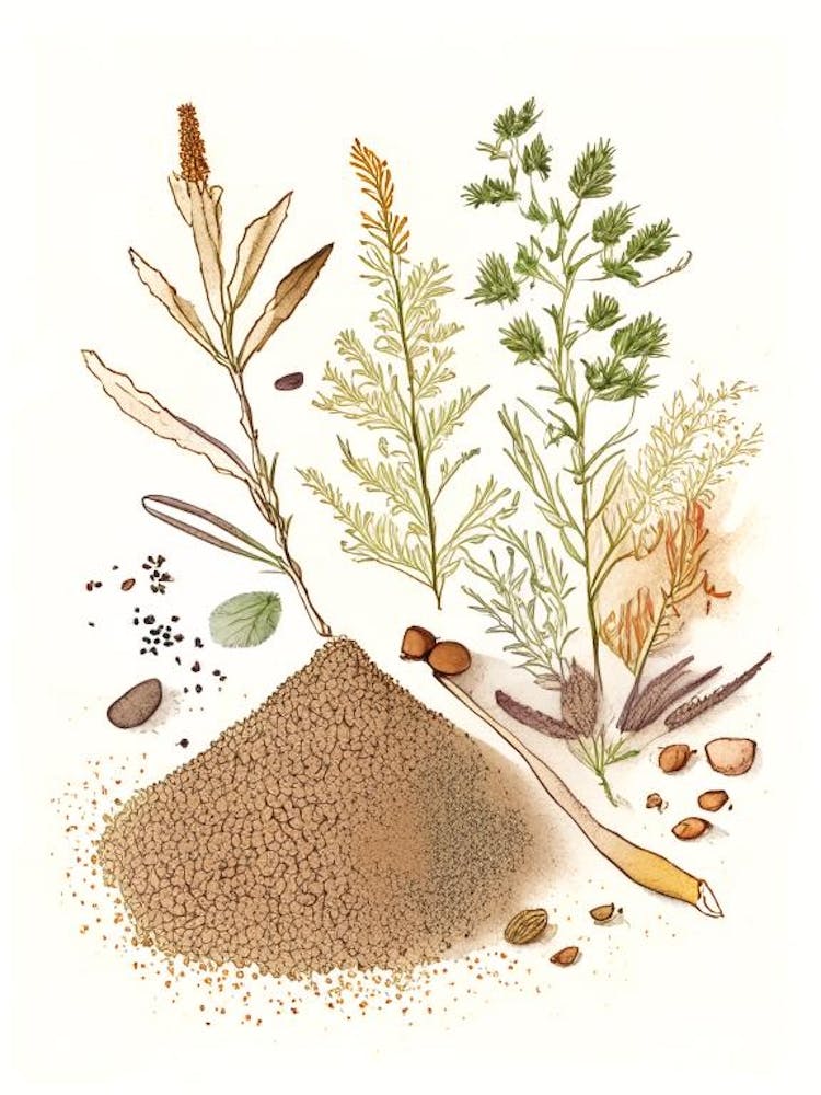 Gravel Root Spices And Herbs Pencil Illustration 2