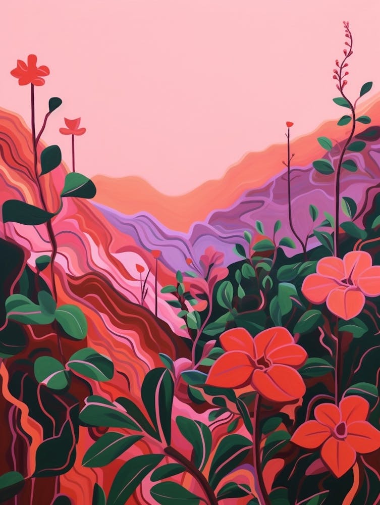 Boho Wildflower Painting Wild Pink Silene 1