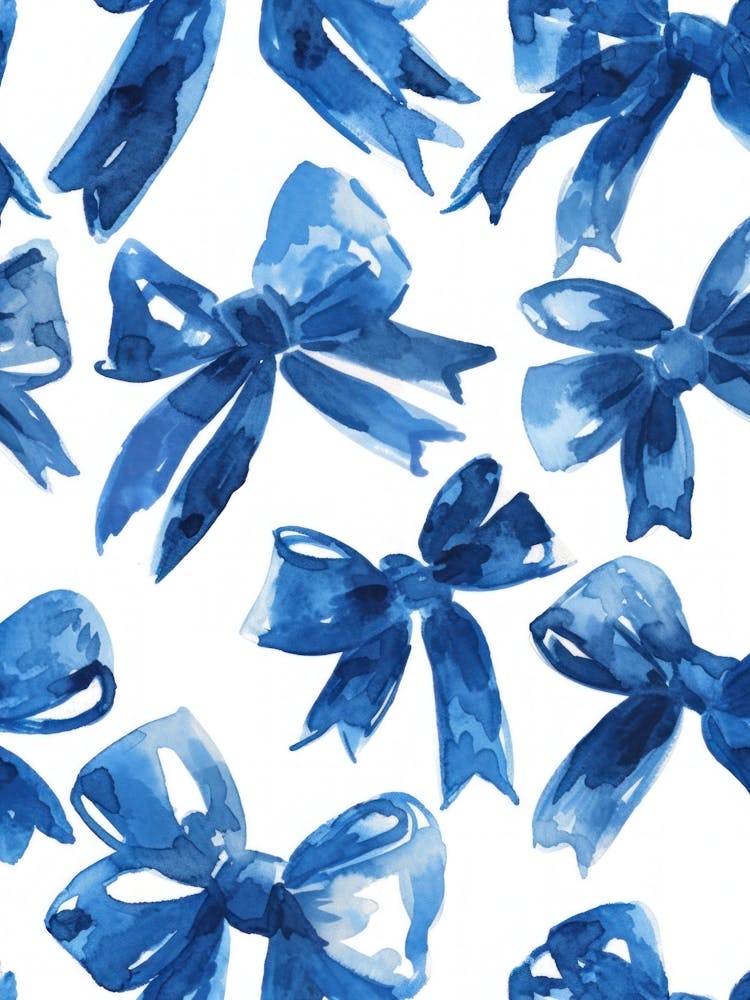 Blue Watercolor Bows