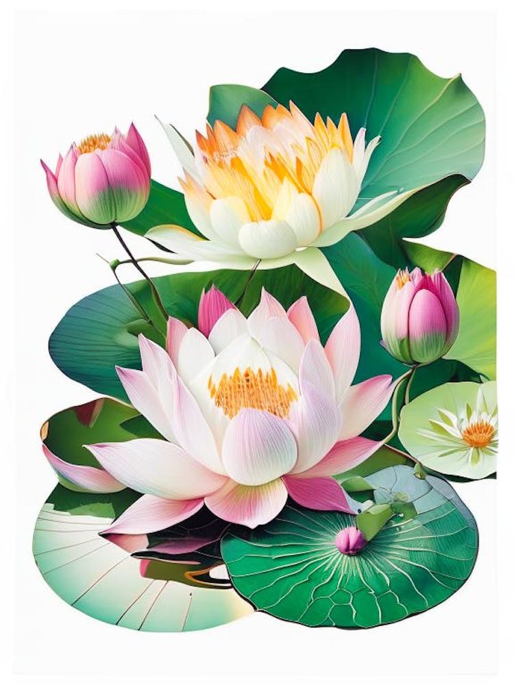 Lotus Flowers In Park Decoupage 8