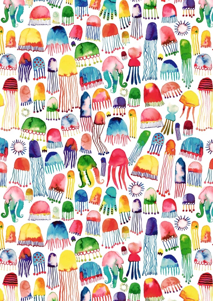 Watercolor Marine Jellyfishes
