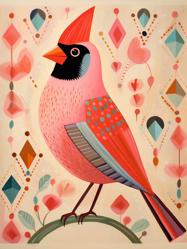 Pink Scandi Northern Cardinal 3