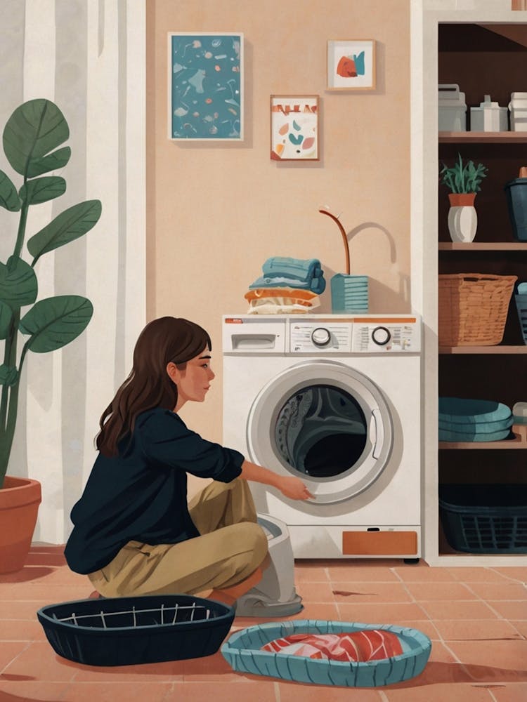 Illustration Of A Woman Doing Laundry 6