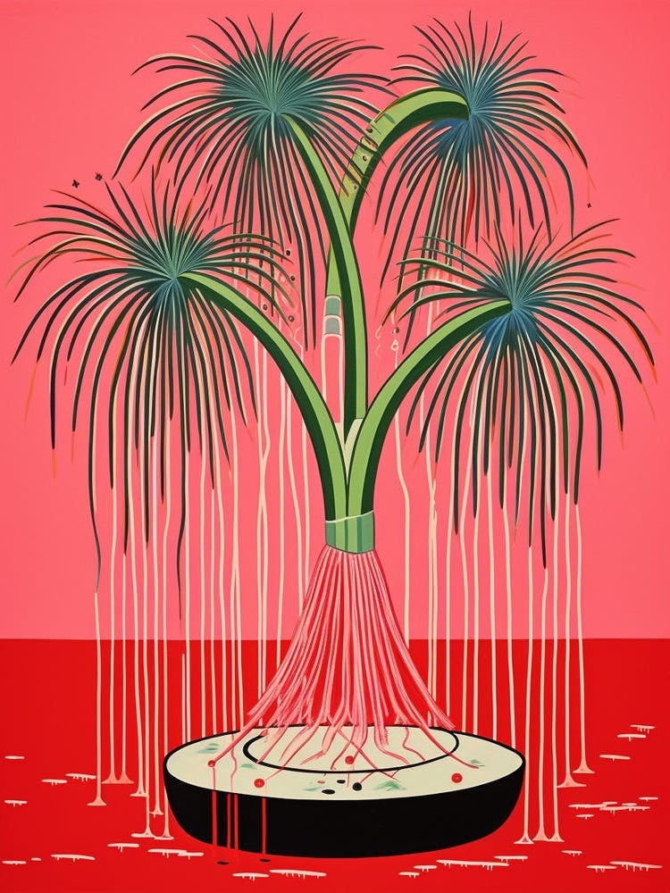 Pink And Red Plant Illustration Ponytail Palm 3