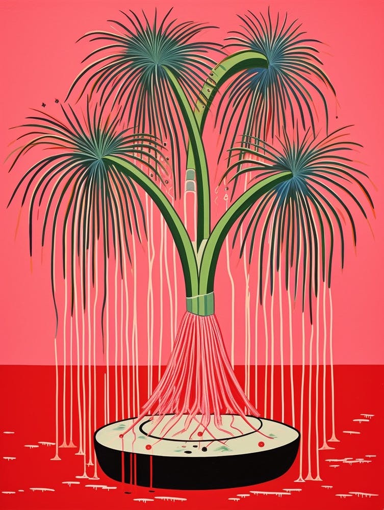 Pink And Red Plant Illustration Ponytail Palm 3
