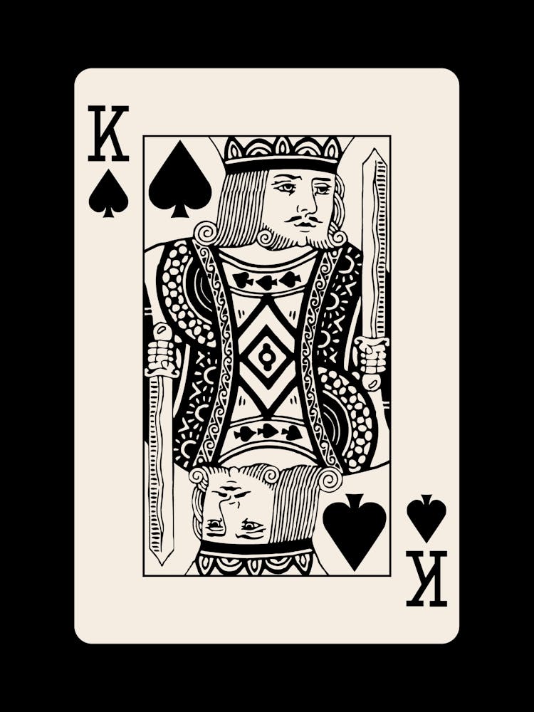 King Of Spades in Black, College Art, Trendy Card Art, Preppy, y2k