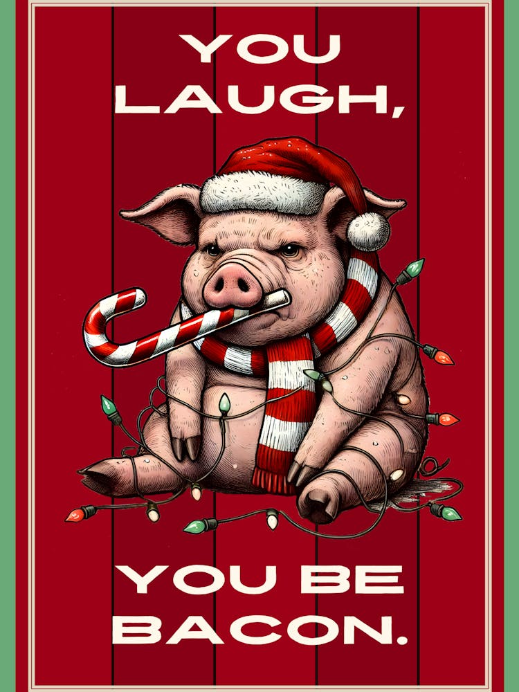 Grumpy Christmas Pig Sign