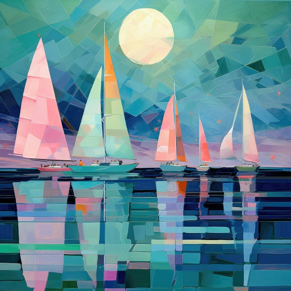 Sailboats At Night