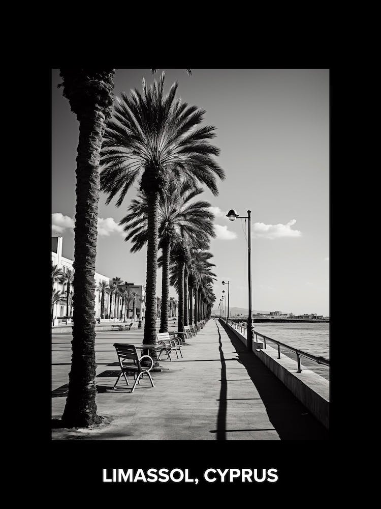 Poster Of Limassol, Cyprus, Mediterranean Black And White Photography Analogue 3