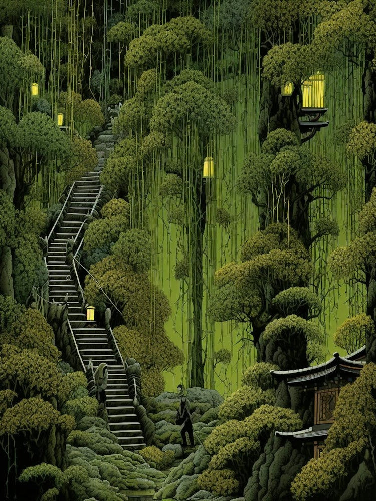 Bamboo Forest Japanese Illustration 1