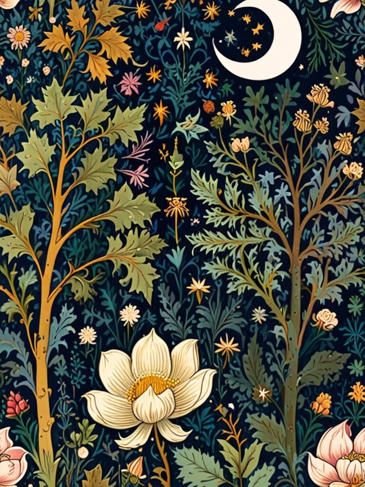 William Morris Moon And Flowers 75