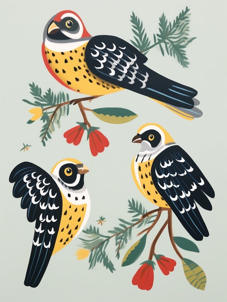 Folk Style Bird Painting American Kestrel 2