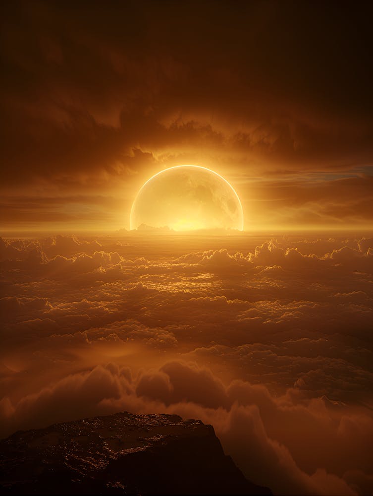 Sun Rising Over The Clouds