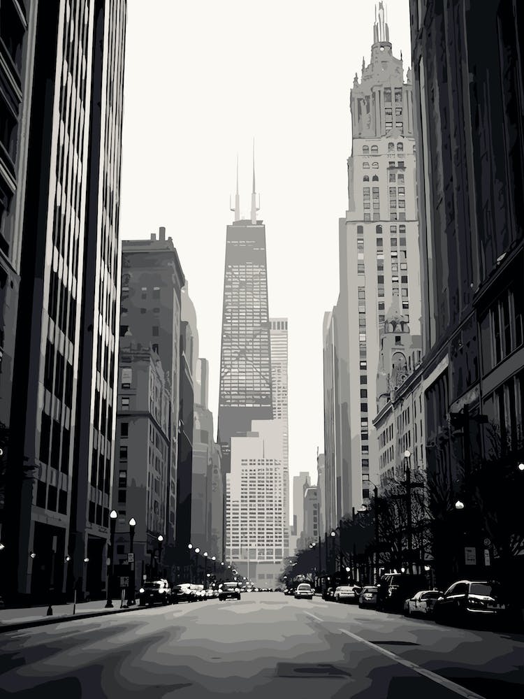 Chicago, Black And White Analogue Photograph 3