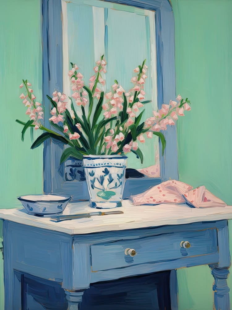 Bathroom Vanity Painting With A Lily Of The Valley Bouquet 4