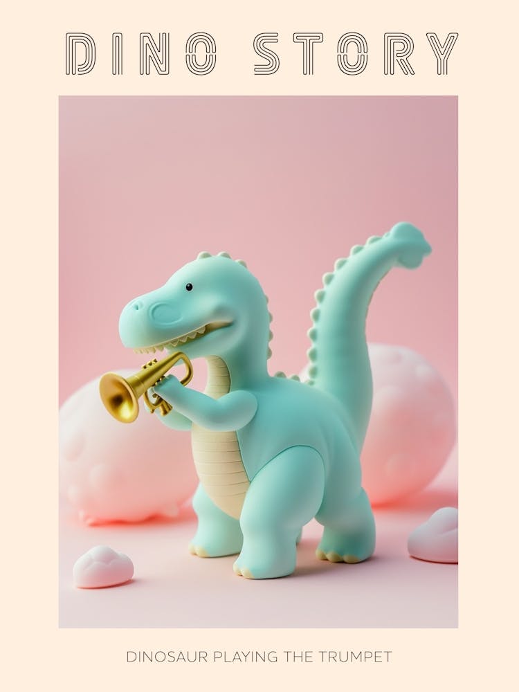 Pastel Toy Dinosaur Playing The Trumpet 3 Poster