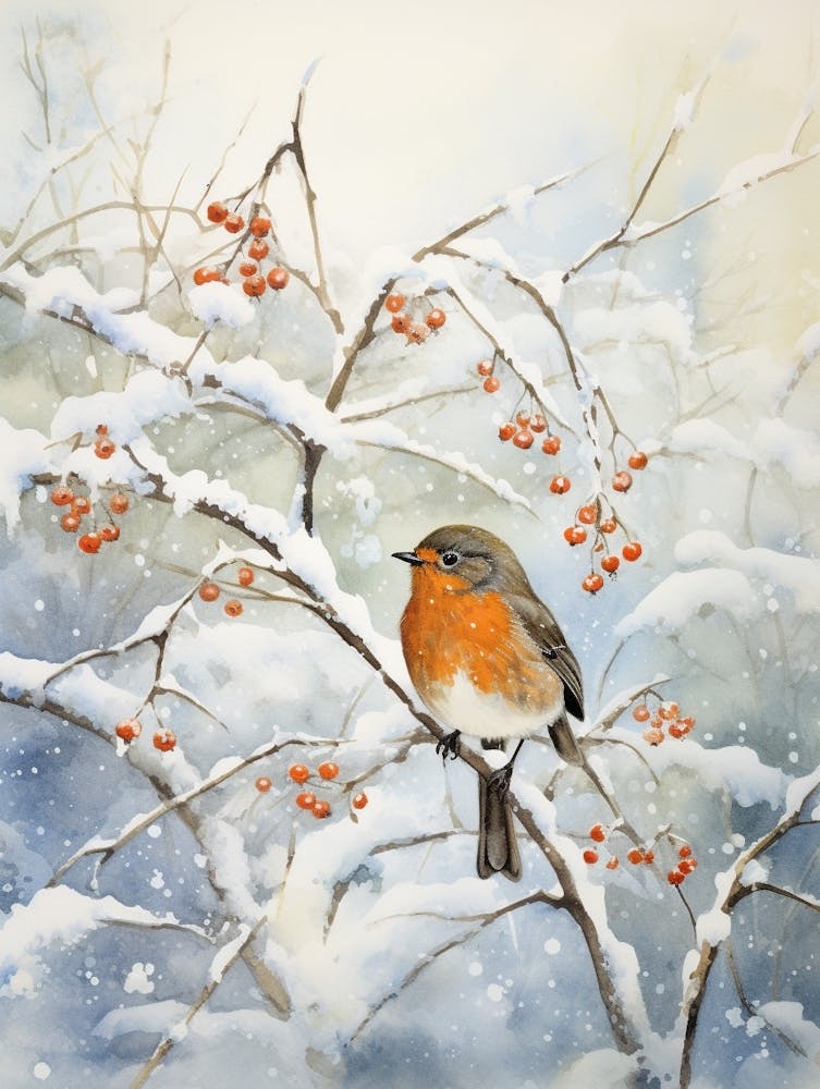 Winter Bird Painting Robin 7