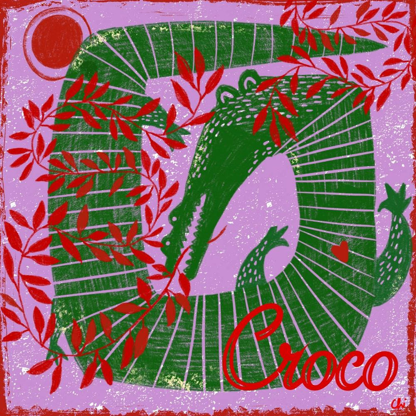 The Crocodile And Red Leaves Square