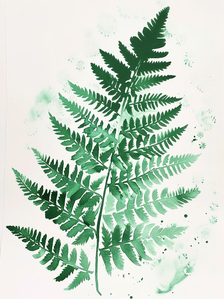 Green Ink Painting Of A Holly Fern 2