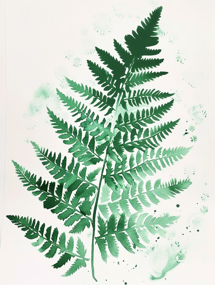 Green Ink Painting Of A Holly Fern 2