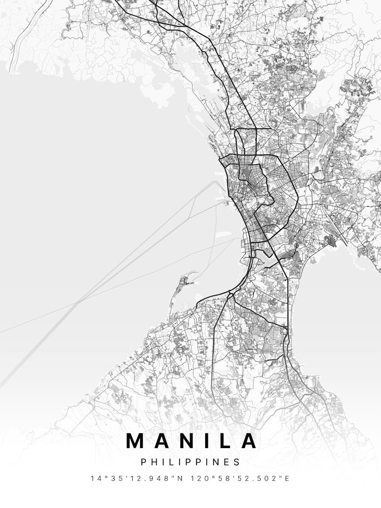 Manila Philippines White Map