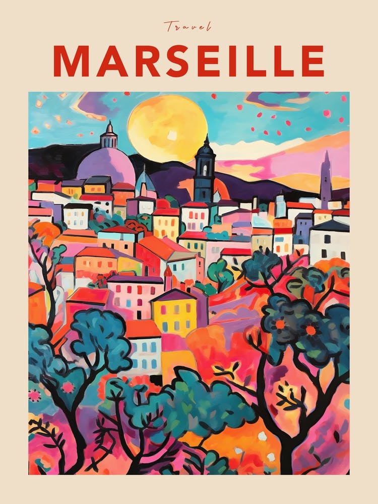 Marseille France 5 Fauvist Travel Poster