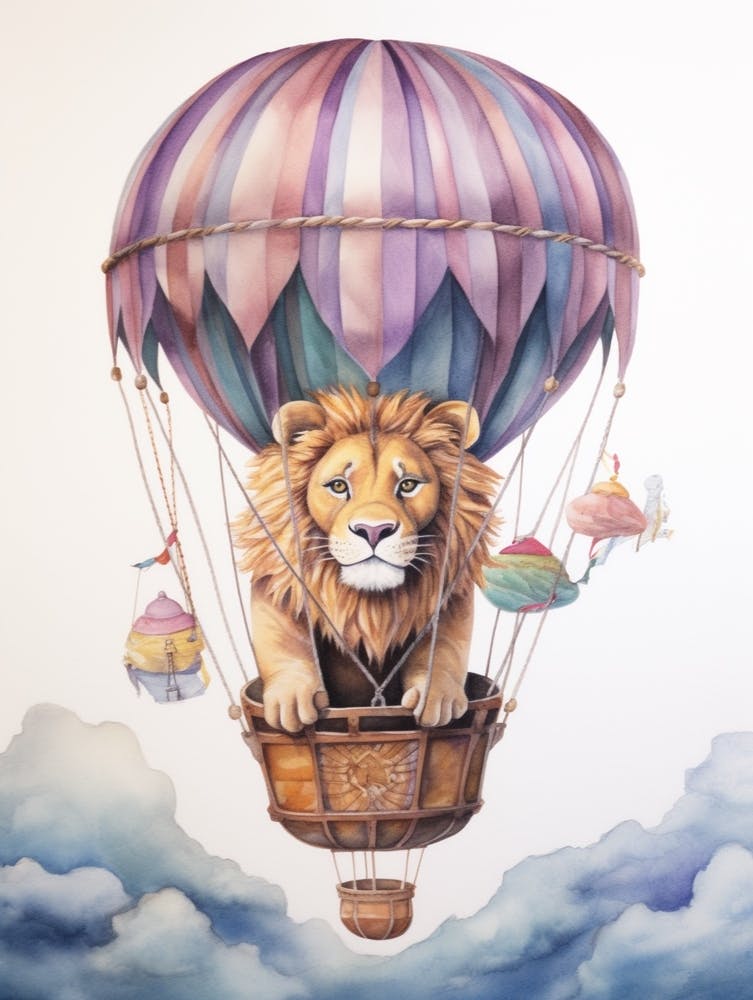 Baby Lion In A Hot Air Balloon