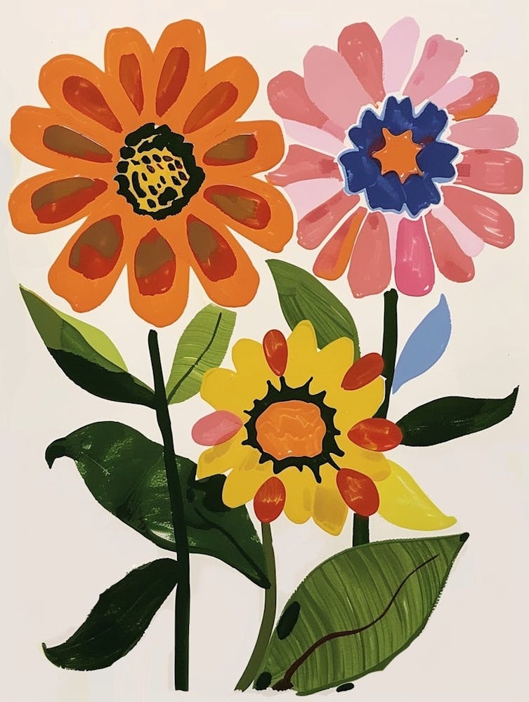 Painted Florals Zinnia 1