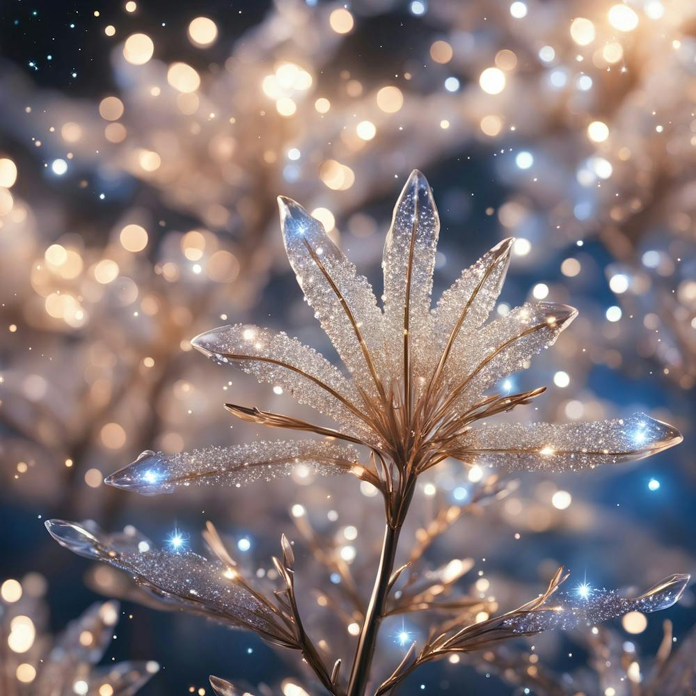 Frosty Branches With Lights