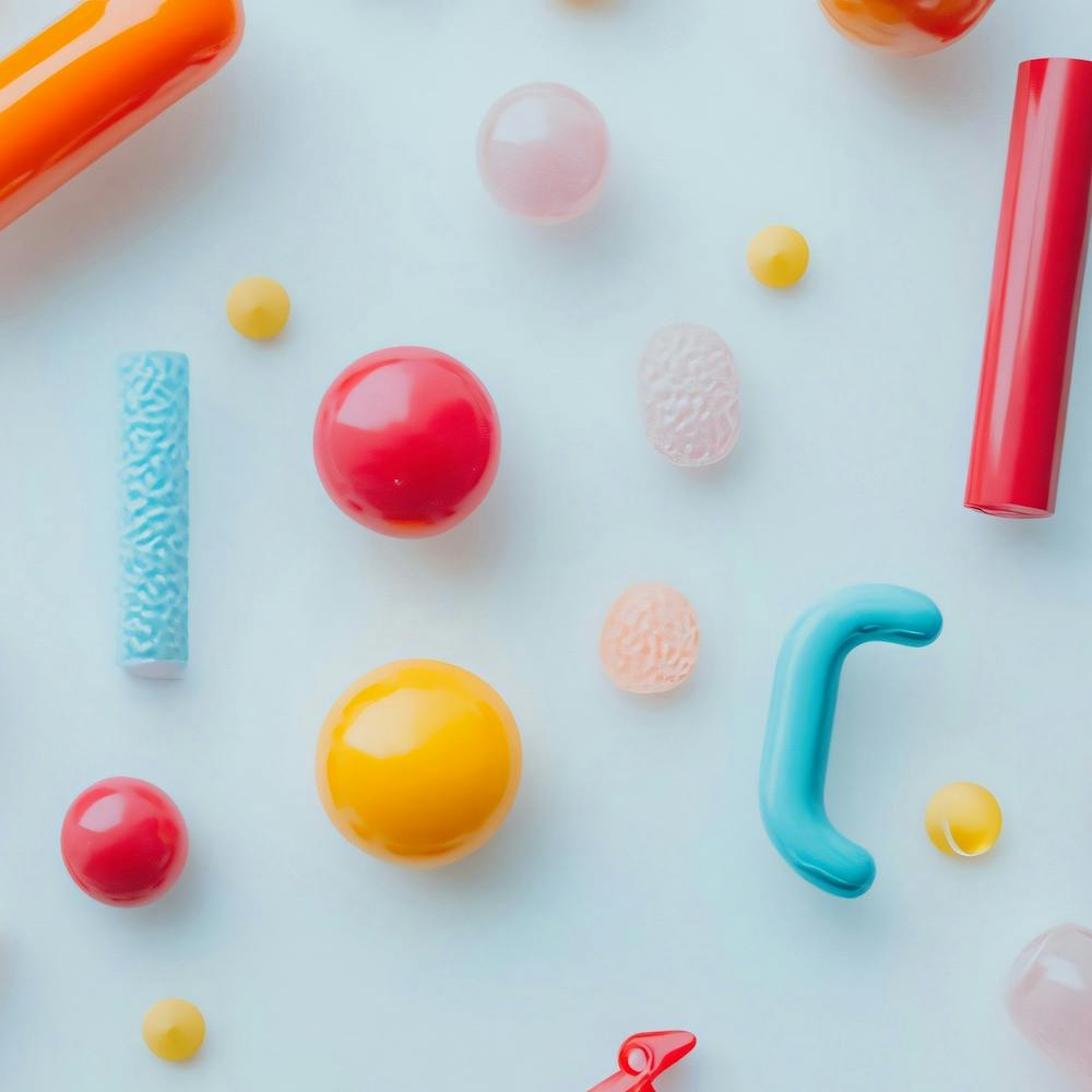 Colorful Toys On A White Surface