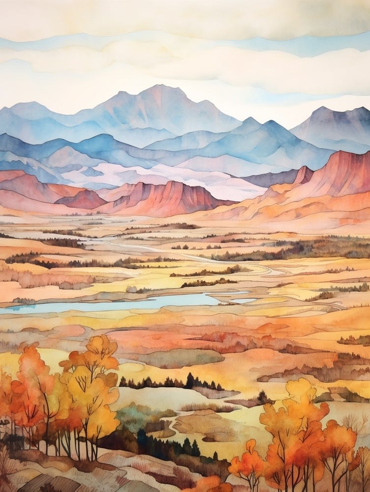 Autumn National Park Painting Rocky Mountain National Park Colorado Usa 3