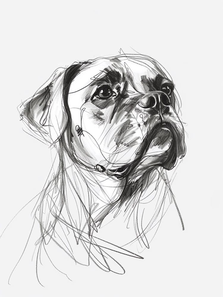 Boxer Dog Charcoal Line 2