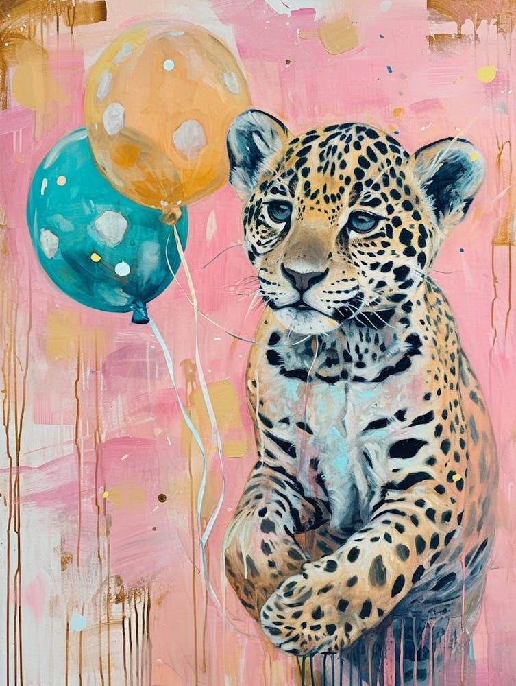 Cute Jaguar 1 With Balloon
