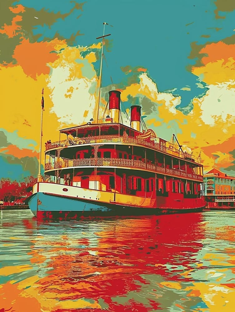Steamboat Natchez Retro Pop Art 4
